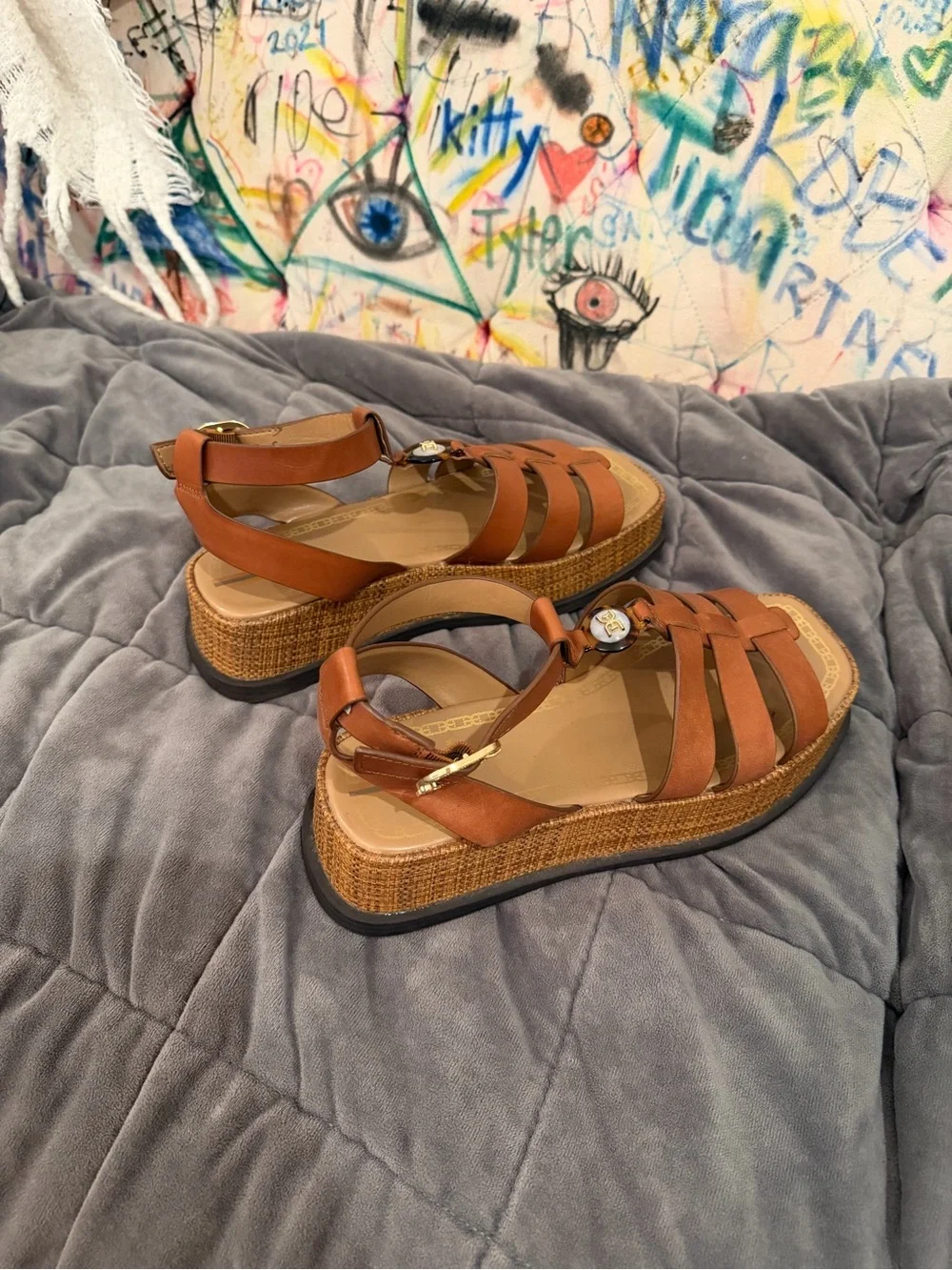 Sam Edelman Tan Leather Naima Platform Sandal